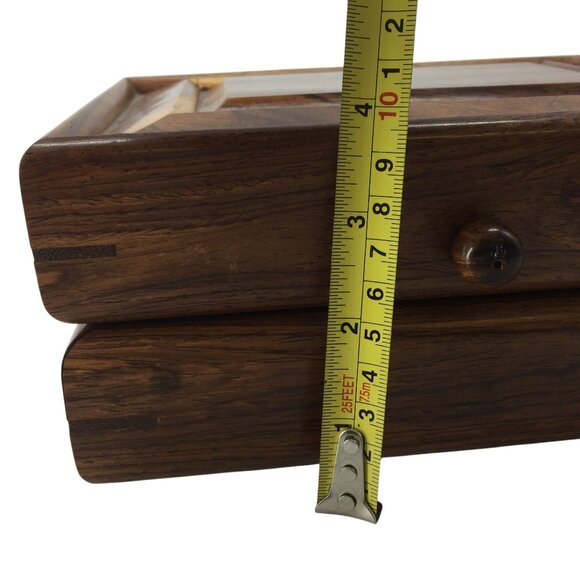 Handcrafted Wooden Jewelry Box Velvet Lined 8 X 6 - Picture 4 of 10